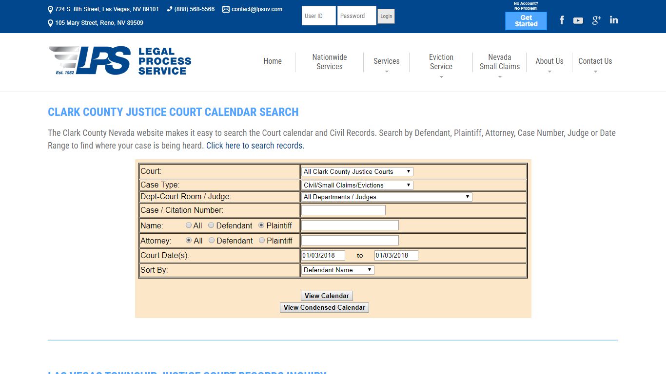 Clark County Justice Court Records Inquiry | LPS Clark County Nevada